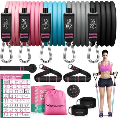 RENRANRING Resistance Bands for Working Out 150LBS Exercise Bands Workout Ban...