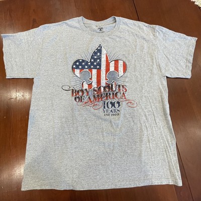 Boy Scouts of America Official Brand 100th Anniversary T Shirt Gray Adult Sz LG