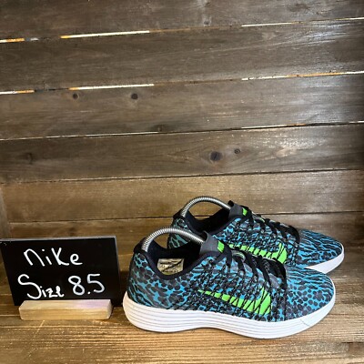Womens Nike Lunaracer 3 Blue Leopard Print Athletic Running Sneakers Size 8.5 M