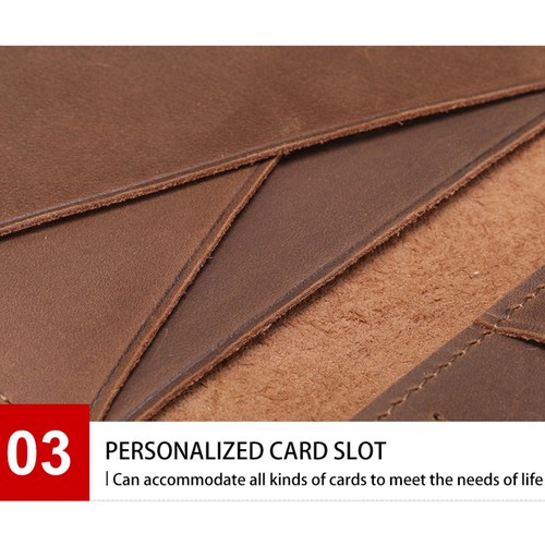 Men's Slim Bifold Wallet Genuine Leather Anti-Magnetic Card Holder RFID Blocking