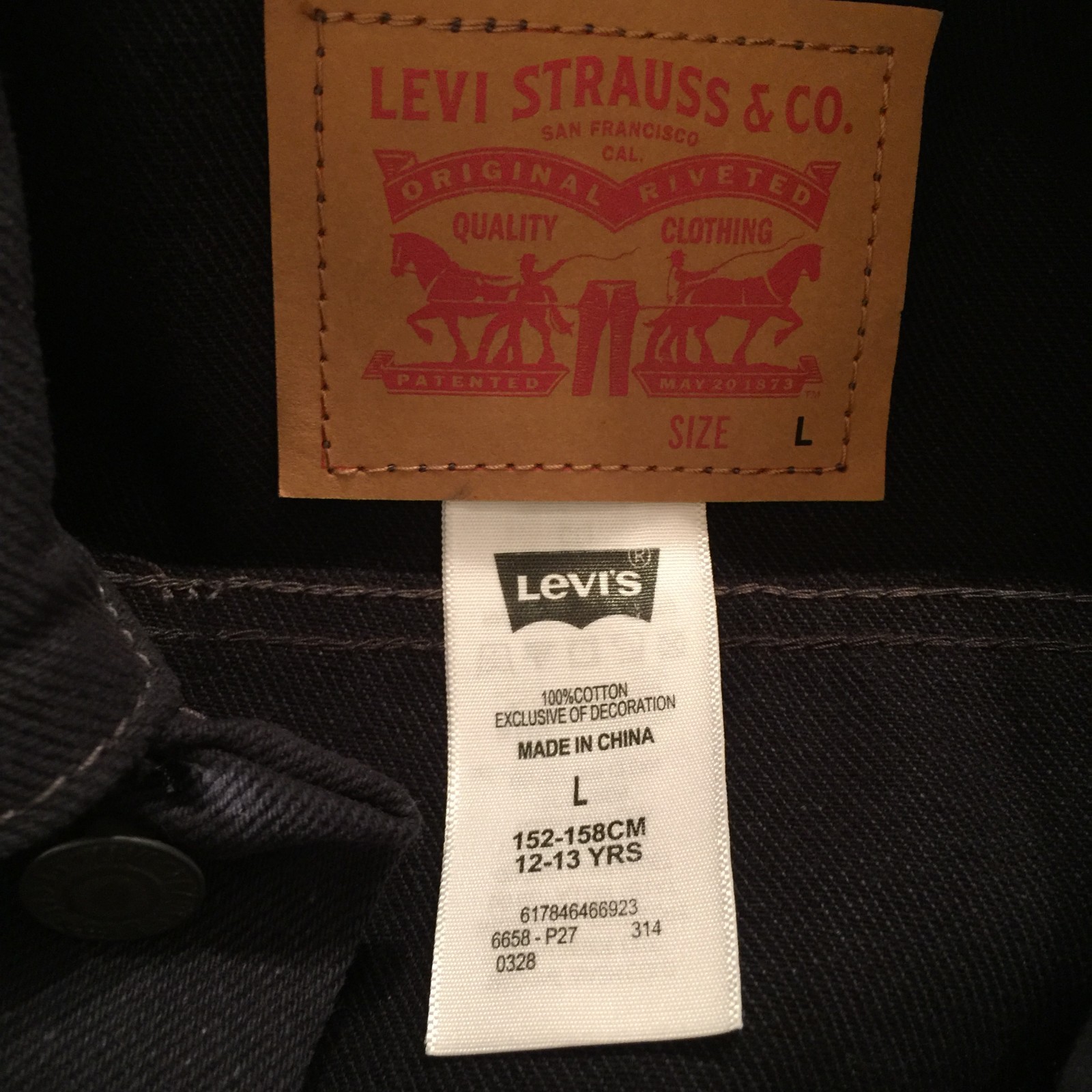 Levi's Kids Youth Dark Indigo Blue Denim Jeans Vest Size Large 12-13 Years