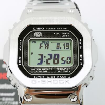 Pre-owned Casio G-shock Gmw-b5000d-1jf Silver Bluetooth Full Metal Men's Watch In Box
