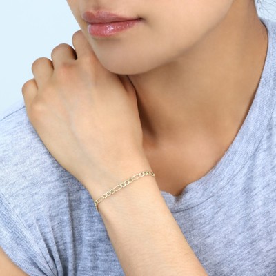10K Yellow Gold 3.5mm Figaro Chain Bracelet or Anklet Mens Women 7" 8" 9"