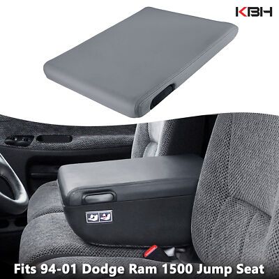 Fits 94-01 Dodge Ram 1500 Jump Seat Console Armrest PU Leather Cover Gray 19x15