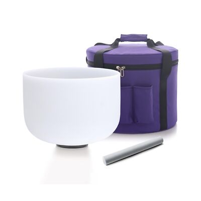 Hye-eun 12 Inch B Note Crystal Singing Bowl Crown Chakra with Purple Carrying...