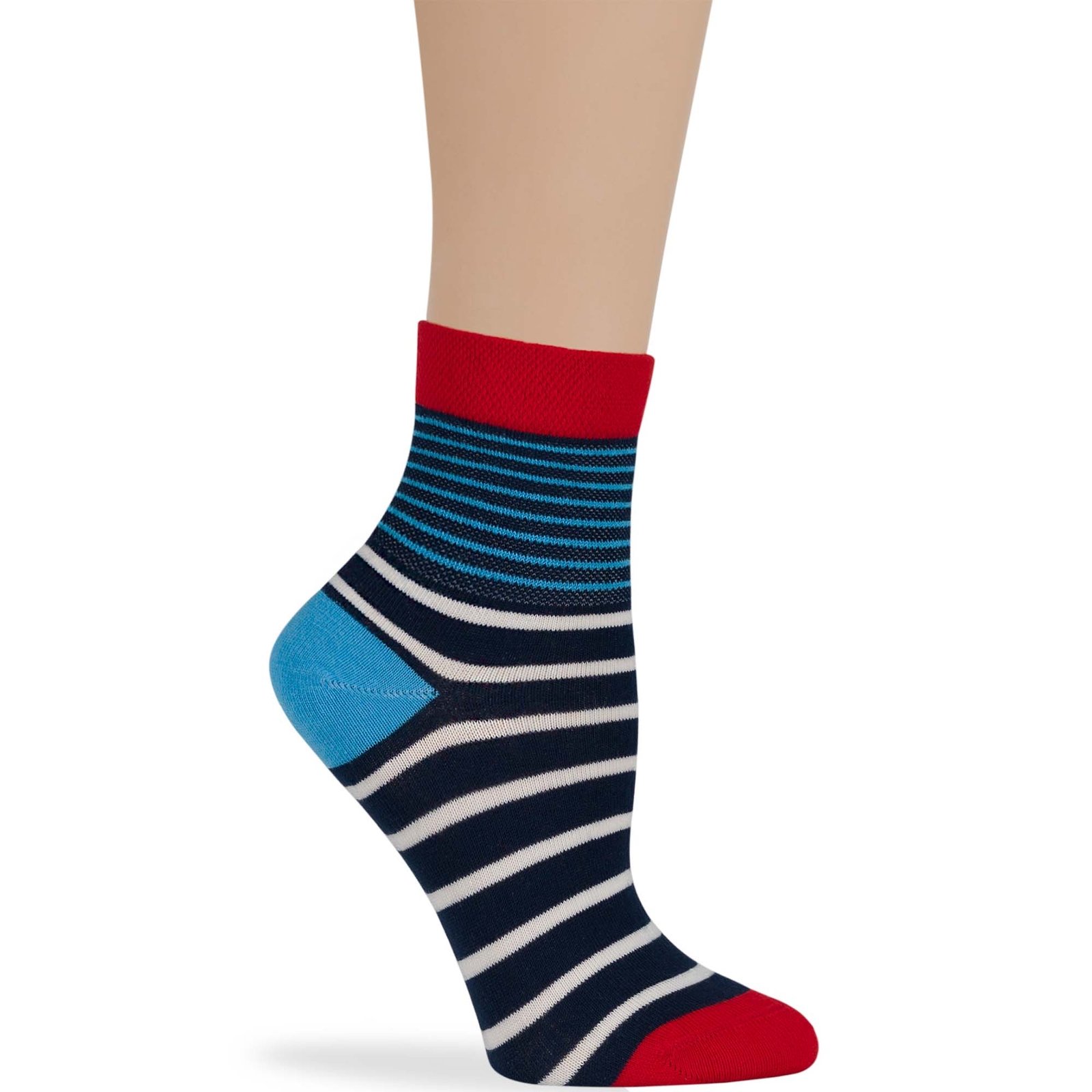 Women Cotton Diabetic Extra Wide Quarter Socks L-M 4 Pack Black Brown Blue White - Picture 19 of 24