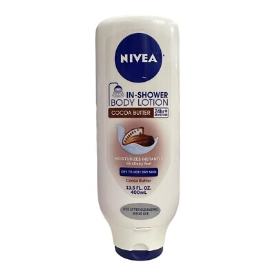 Nivea In Shower Body Lotion Cocoa Butter 13.5 oz for Dry To Very Dry Skin