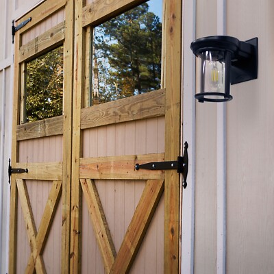 GAMA SONIC Solar Coach Lantern Outdoor Wall Lantern Edison Bulb