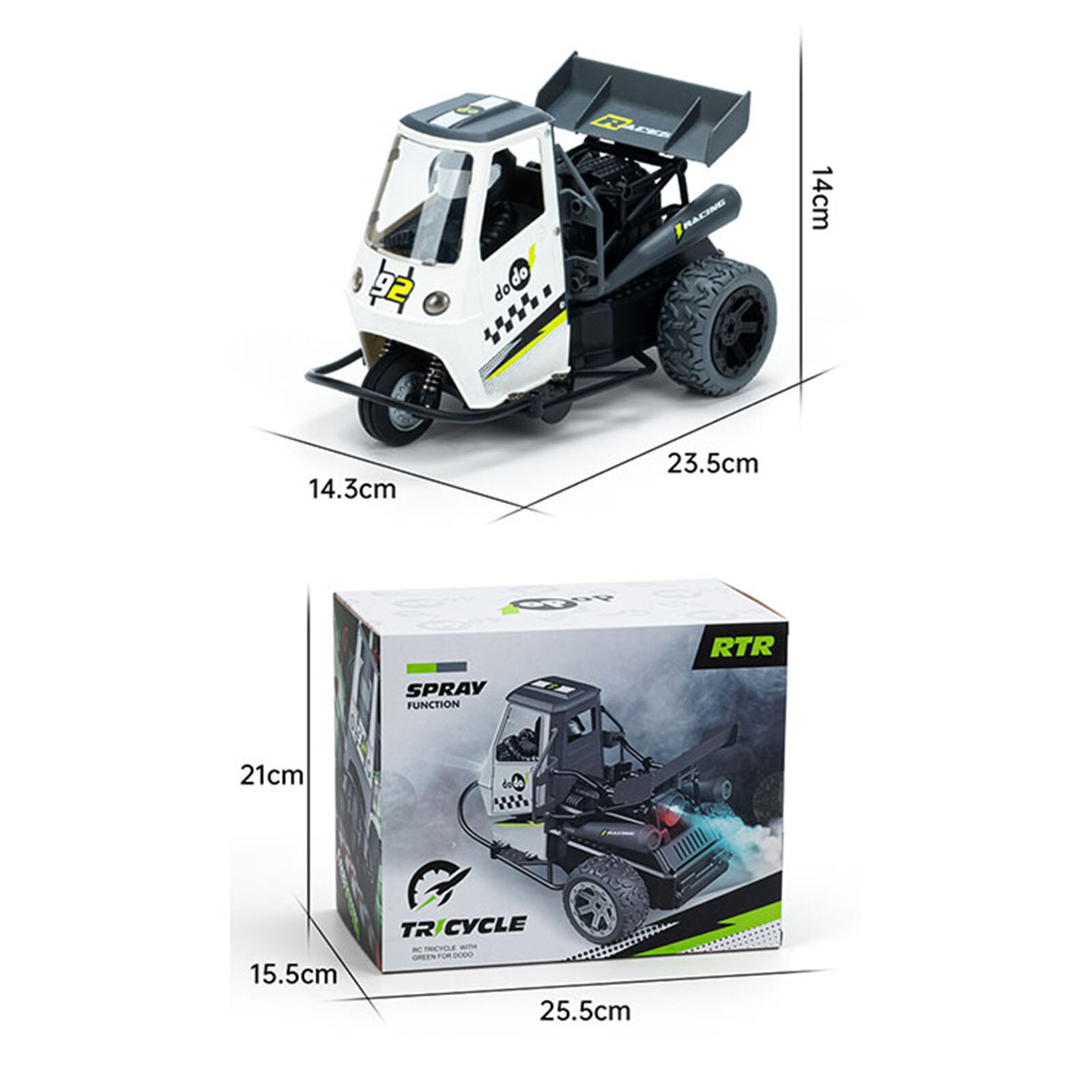 D1:16 High-speed Simulation Electric Three-wheeled Spray RC Car for WL Toys