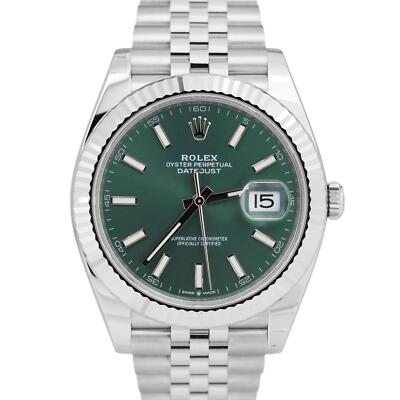 NEW MAY 2024 PAPERS Rolex DateJust 41 MINT GREEN 41mm JUBILEE Watch 126334 BOX