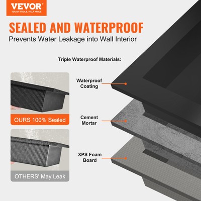 VEVOR Shower Niche Ready for Tile 16" x 24" Double Recessed Preformed Waterproof