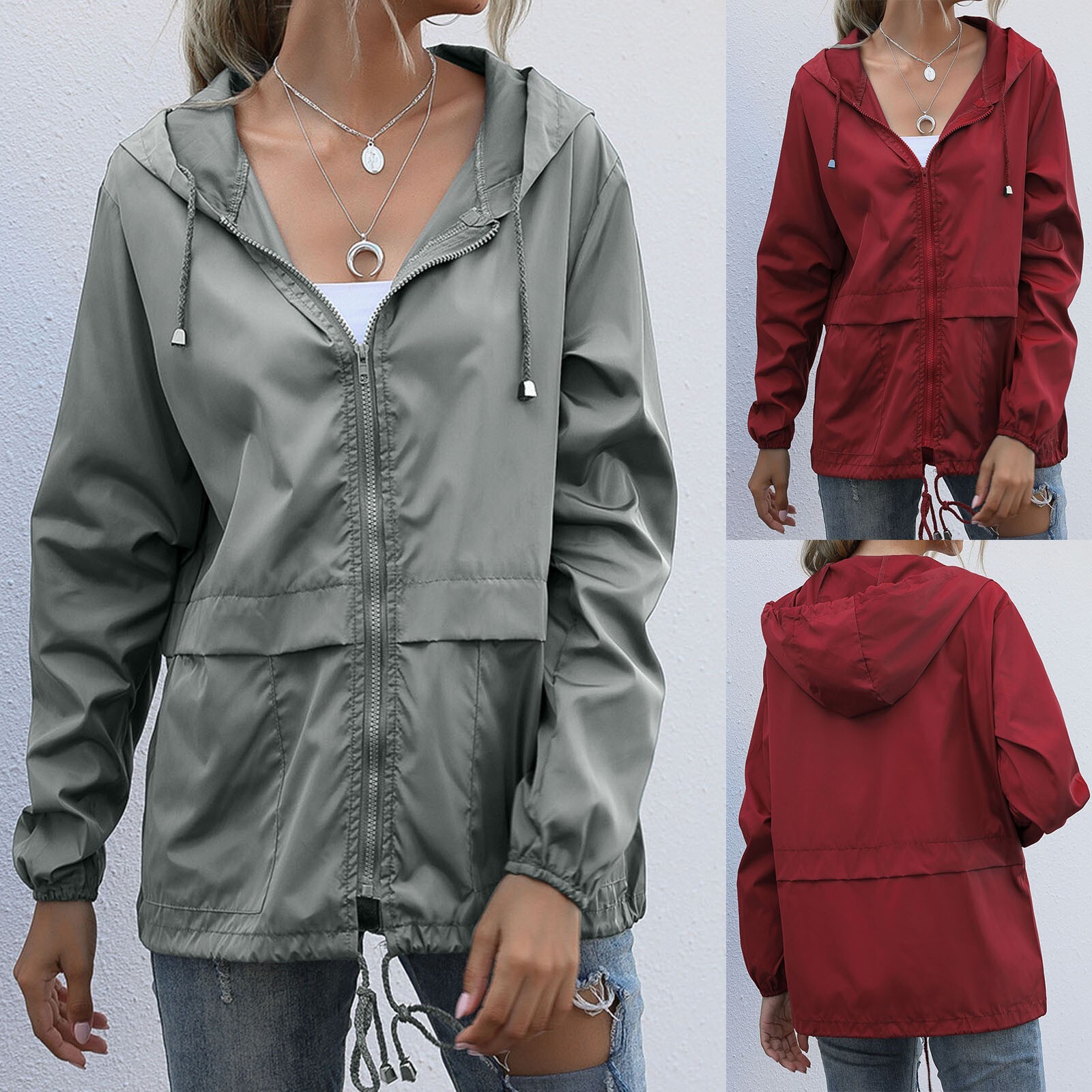 S Women Women Solid Long Sleeve Pocket Outerwear Loose Splice
