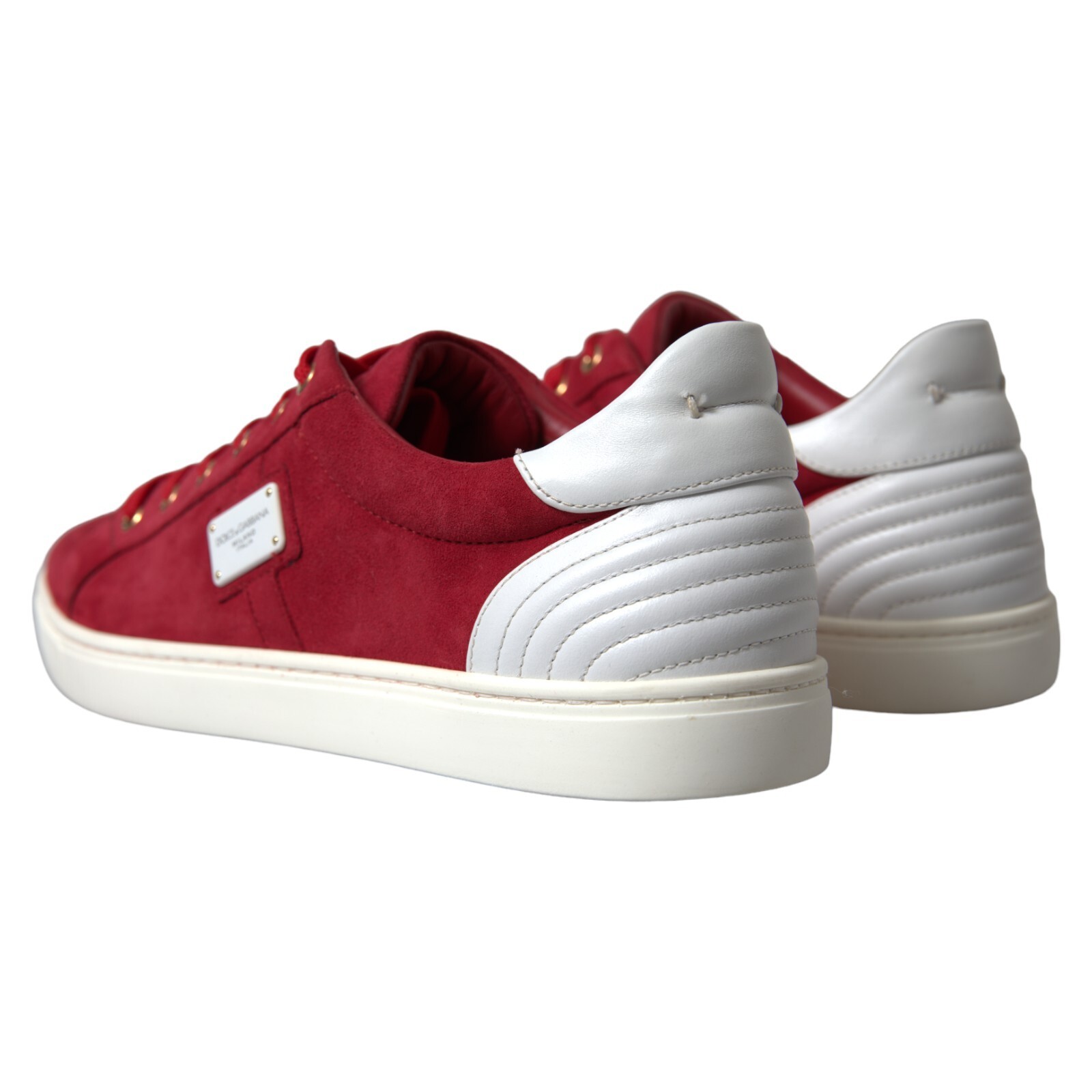 Pre-owned Dolce & Gabbana Shoes Sneakers Red Suede Leather Men Low Top Eu41 / Us8