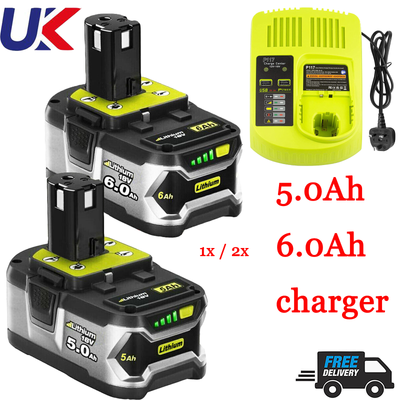 2x For Ryobi One Plus 18V 5Ah 6Ah Battery P108 RB18l13 RB18l50