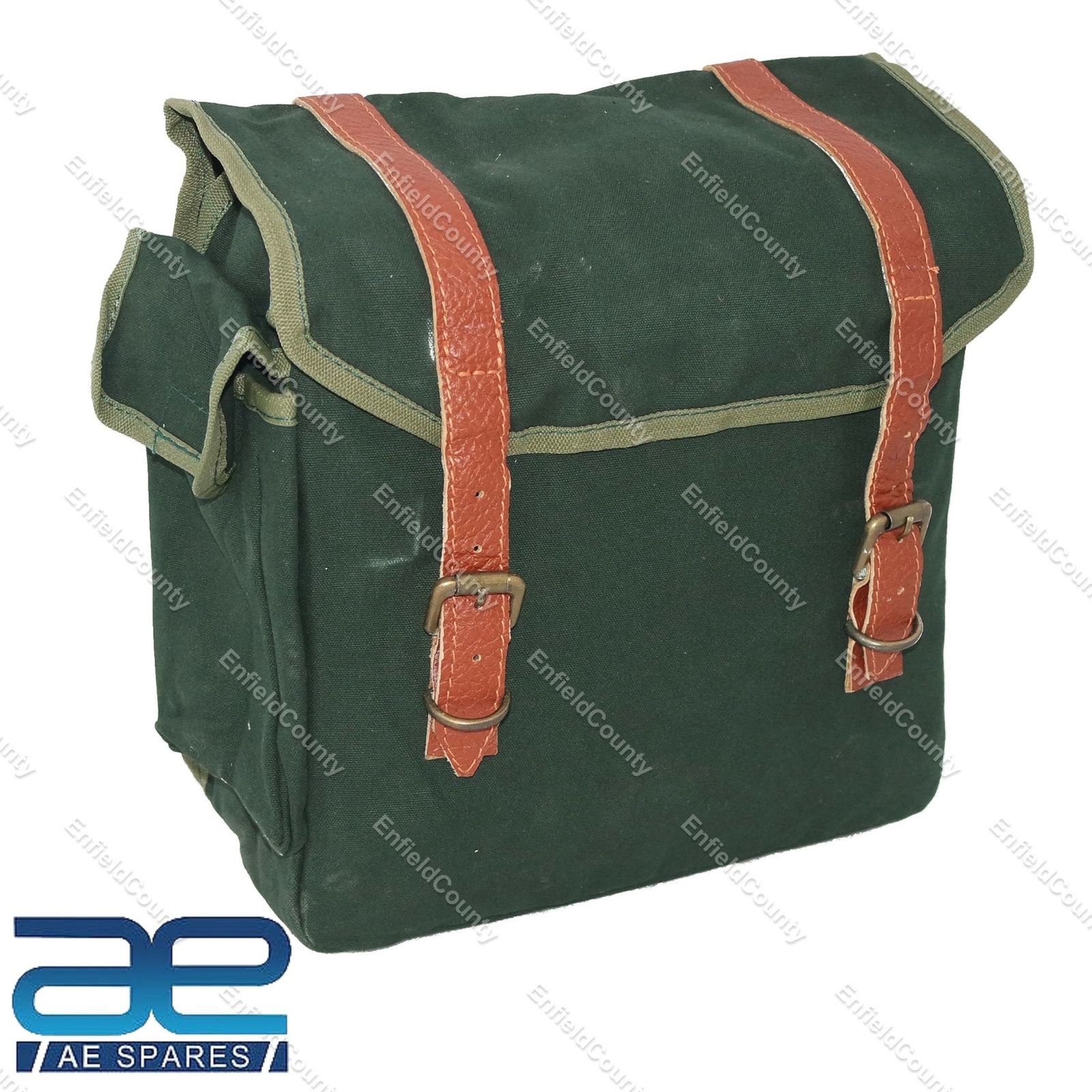 For Royal Enfield 350cc 500cc Heavy Duty Canvas Saddle Bag Green 