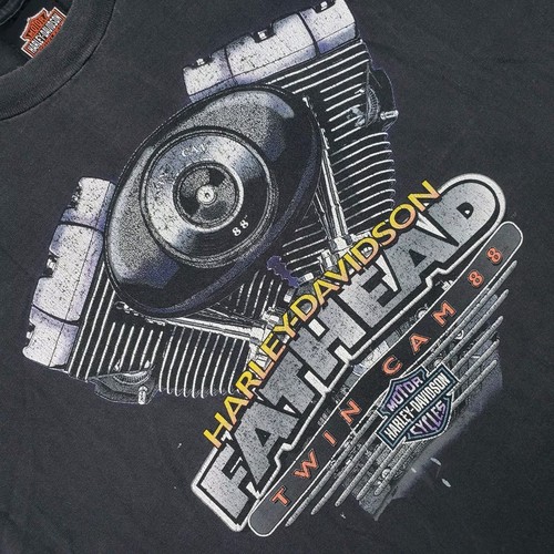 90s Harley-Davidson TシャツOrleans Two-Face Vintage 90s Harley Davidson T Shirt Fathead Twin Cam 88 Van