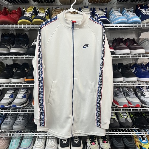 Vtg 2000s NIKE Mens Sportswear Taped Poly Track Zip-Up