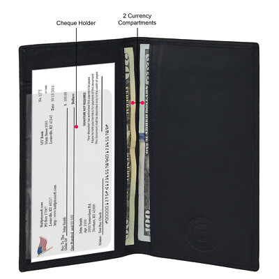 Leather Basic Checkbook Cover Holder Slim Plain Mens Womens Many Colors New