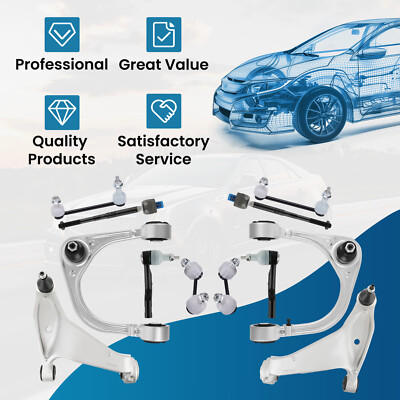 12x Front Upper Lower Control Arms Sway Bar Tie Rods For 08-14 Cadillac CTS 3.6L