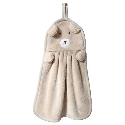 Bear Shaped Towel Baby Bib Towels Kids Microfiber Hand with Hanging Rope