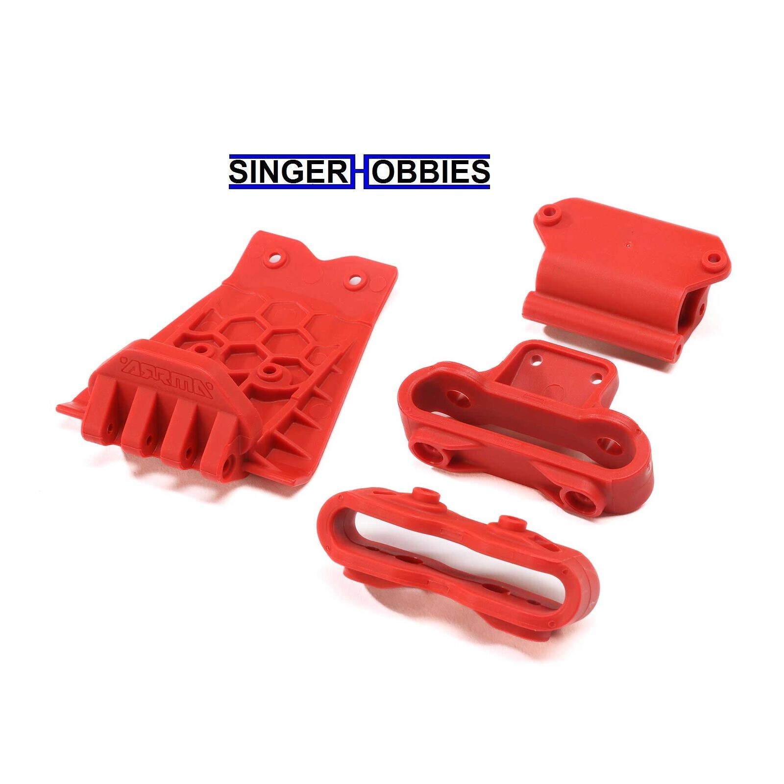 ARRMA ARA320777 Lower Skid And Bumper Mount Set - Red GORGON