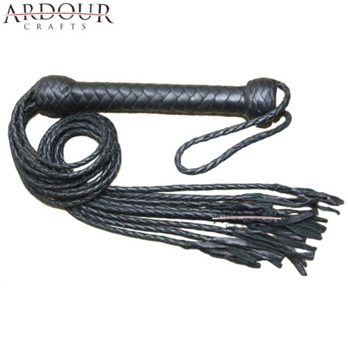 Genuine Real Leather Flogger Bull Hide Leather Flogger Whip 09 Braided tails