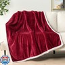 PAVILIA Maroon Red Couch Blanket Throw Reversible Sherpa Chevron, Soft Cozy Jacquard Weave Textured Blanket Sofa Bed, Thick Warm Large Fleece Car Blanket, Plush Home Decor Gift, 50x60 Burgundy Wine