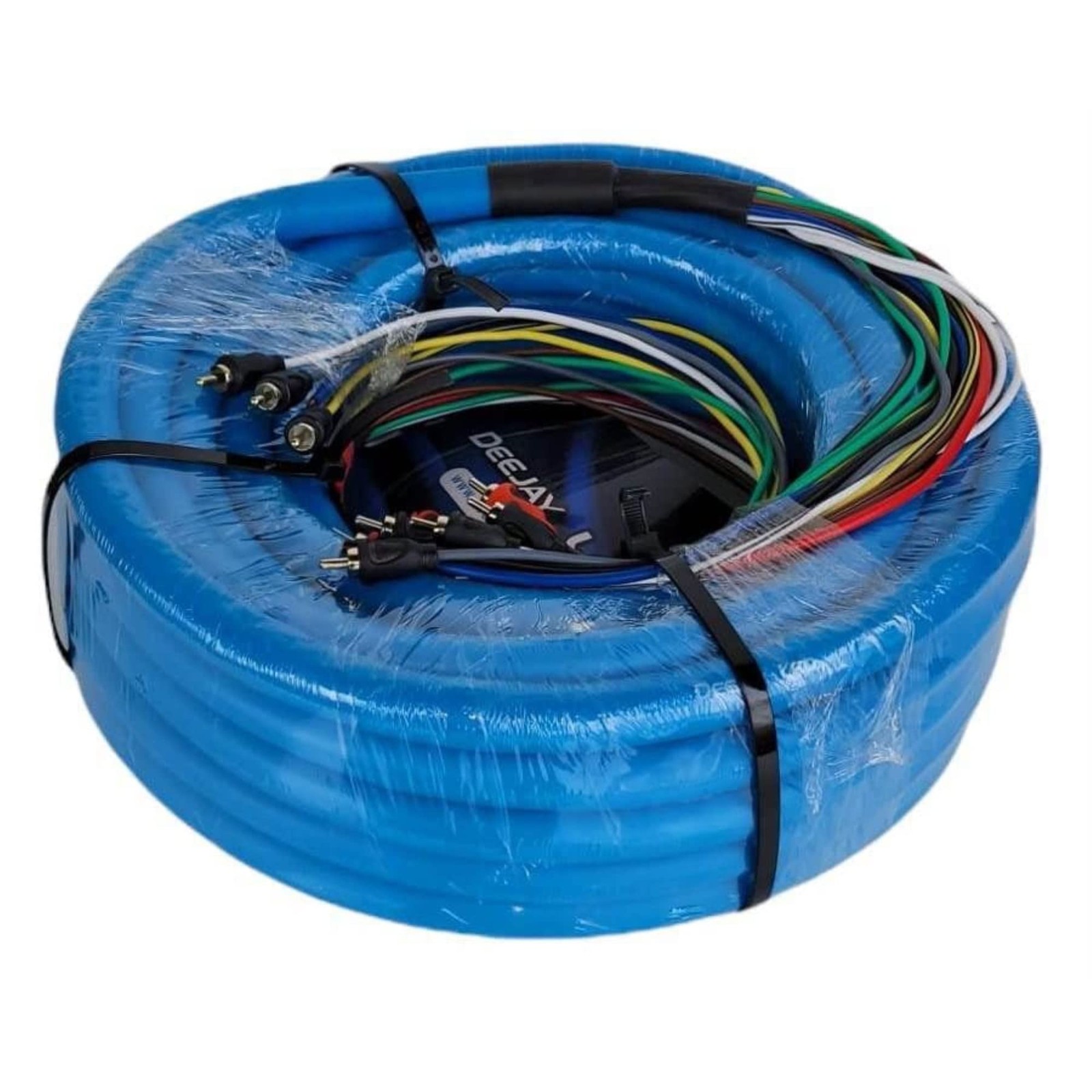 DEEJAY LED TBHMED52BLUE DEEJAYLED Blue 52FT 10RCA 3 Power Copper