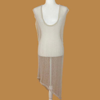 Freeloader Open Weave Mesh Swim Cover-up Size S Beige Asymmetric Hem Made in USA