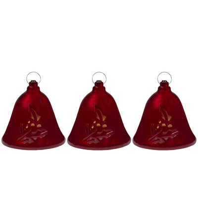 Northlight Set of 3 Musical Lighted Red Bells Christmas Decorations, 6.5-Inches