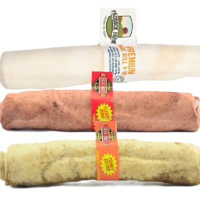 9-10" HIDE ROLLS nova rawhide dog high protein low fat chews plain lamb peanut