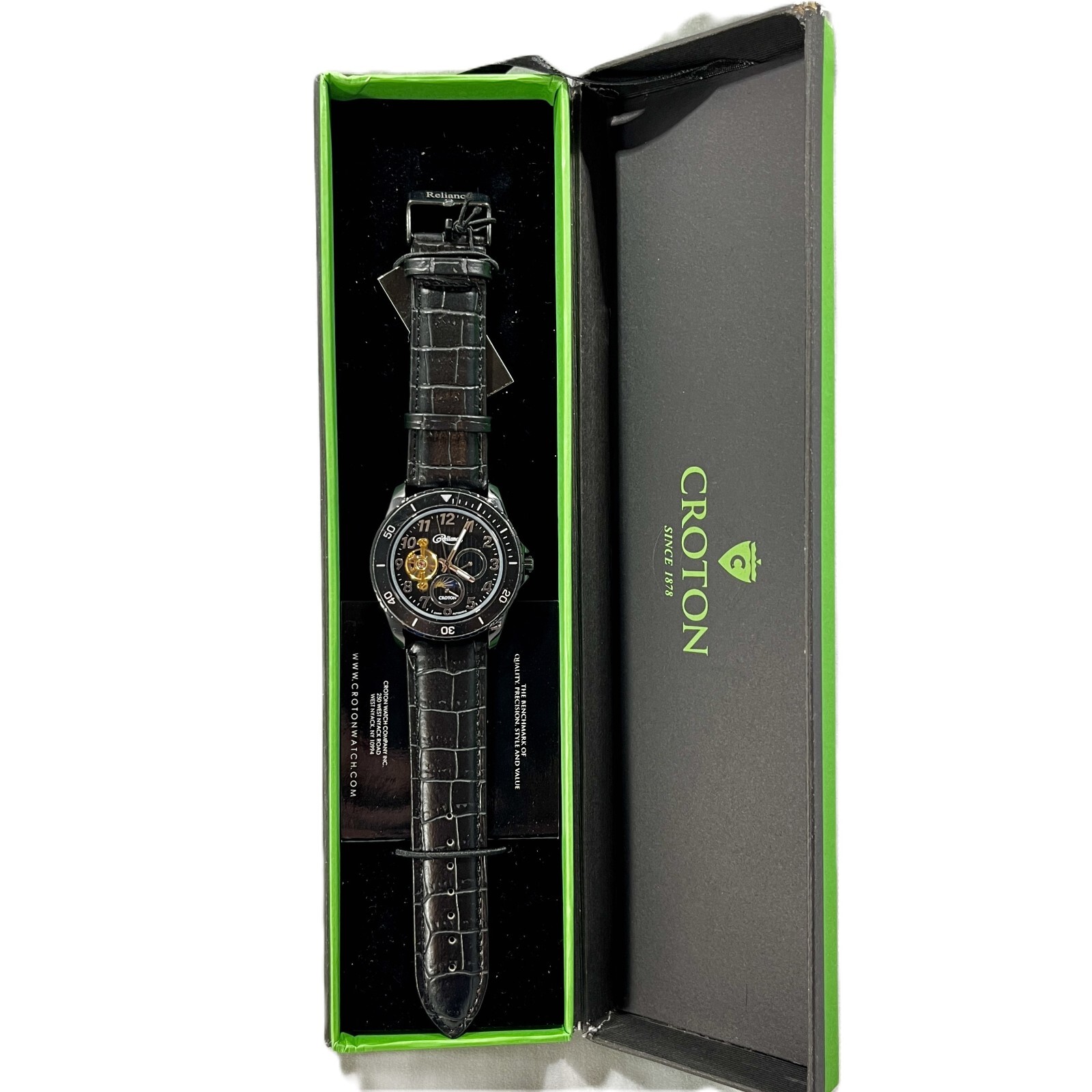 Pre-owned Croton Men's Watch Reliance Automatic Timepiece Black 306081bk