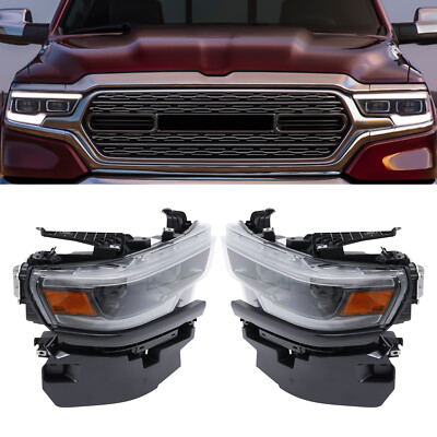 For 2019-2022 RAM 1500 Dual Projector Pair Headlights Full LED Headlamp Assembly