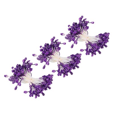 270 Pcs 5mm Double Heads Flower Stamen Artificial Lavender Flower Pistil Purple