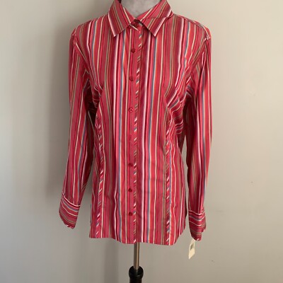 NEW Women s Tommy Hilfiger Button Down Shirt Size 18 Stripe Long Sleeve Collar