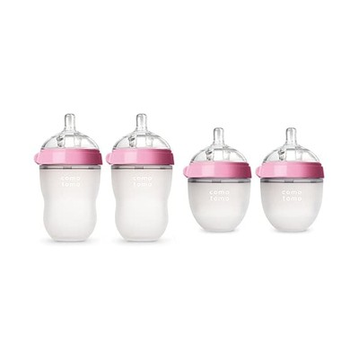 Comotomo Baby Bottle Starter Set, Pink (Two 8-Ounce, Two 5-O