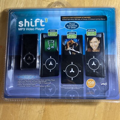 Shift3 1 GB Memory Digital Media Audio Video Player 6 Piece Accessory Kit NIP
