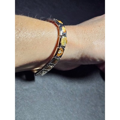 Silver tone Italian charm bracelet
