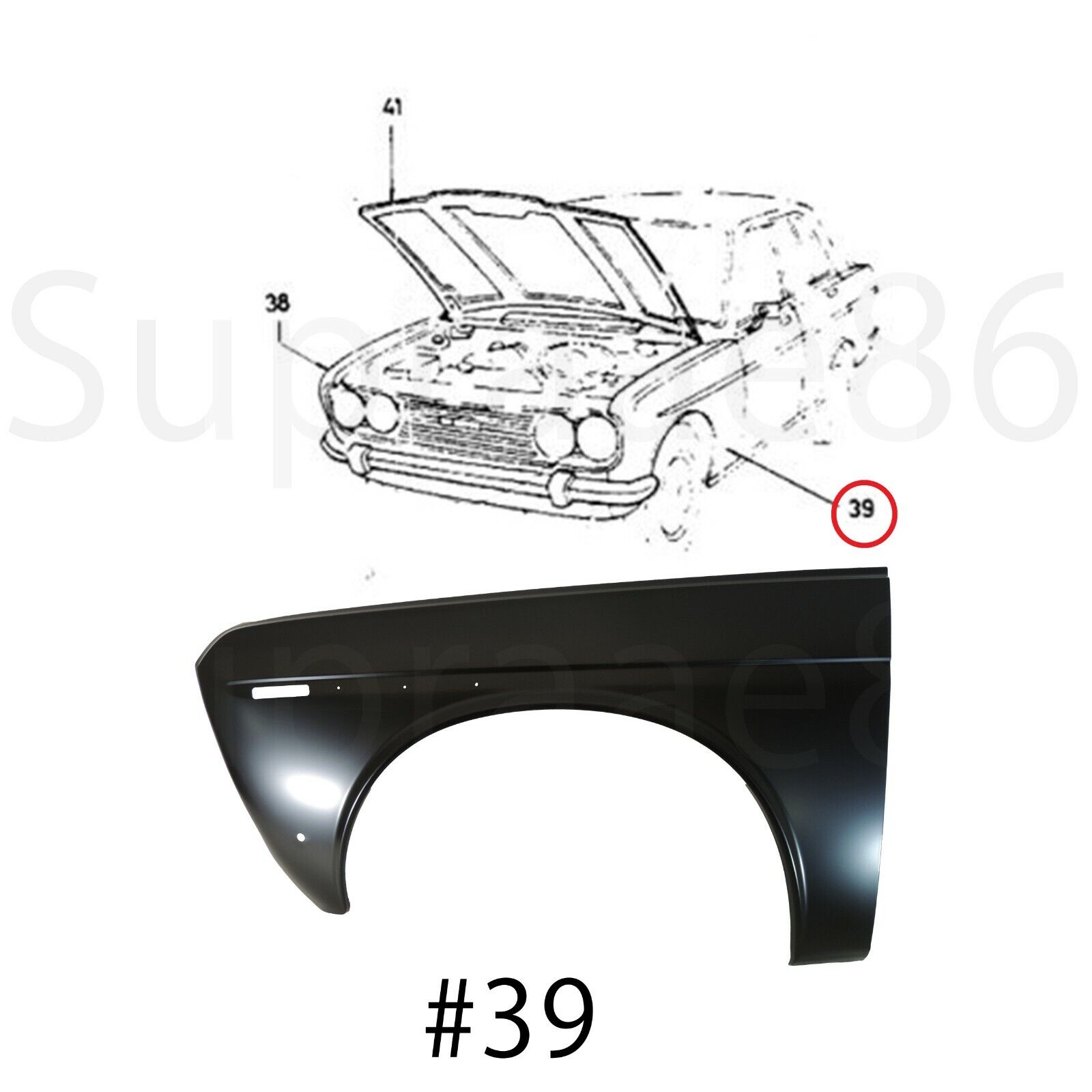 Front Fender Left Side JDM/AUS Style for 1968-1973 68-73 Front Fender Left Side JDM/AUS Style for 1968-1973 68-73