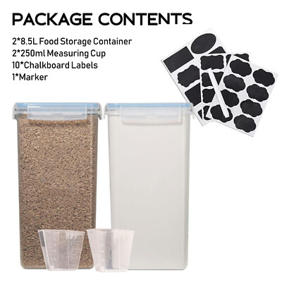 Set of 2 Extra Large Food Storage Containers with Airtight Lids, 8.5L / 287 Oz