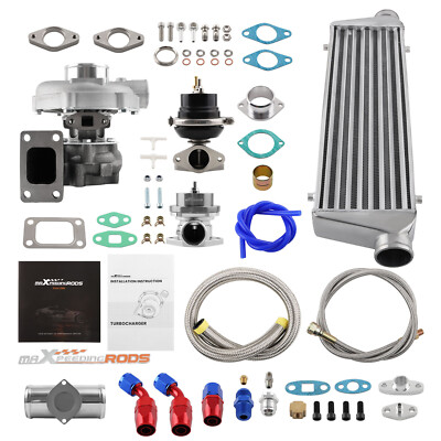 T3 T4 T04E Turbocharger & Wastegate& Intercooler Kit for 1.5L-3.0L Engine 400HP