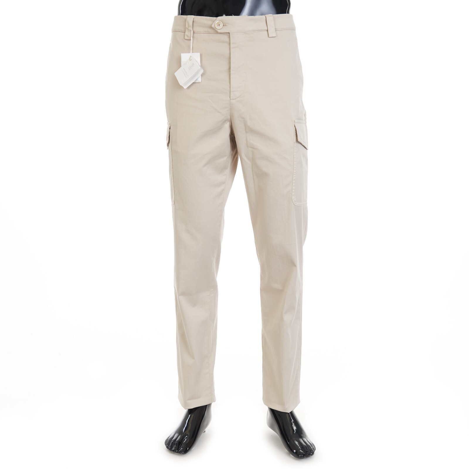 Pre-owned Brunello Cucinelli 895$ Cargo Trousers - Pima Cotton Gabardine, Leasure Fit In Beige
