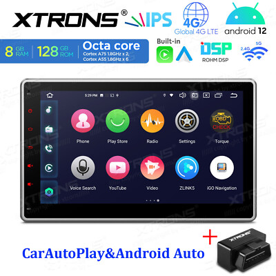 OBD+ Double 2 DIN 10.1'' Android 12 128G Car Play Stereo Radio GPS Head Unit WiFi