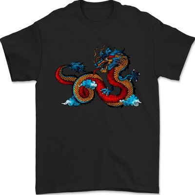 Oriental Estilo Dragón Camiseta Hombre 100% Algodón