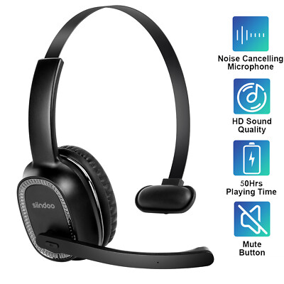 Trucker Bluetooth 5.2 Wireless Headset With Noise Cancelling Mic For Phones PC