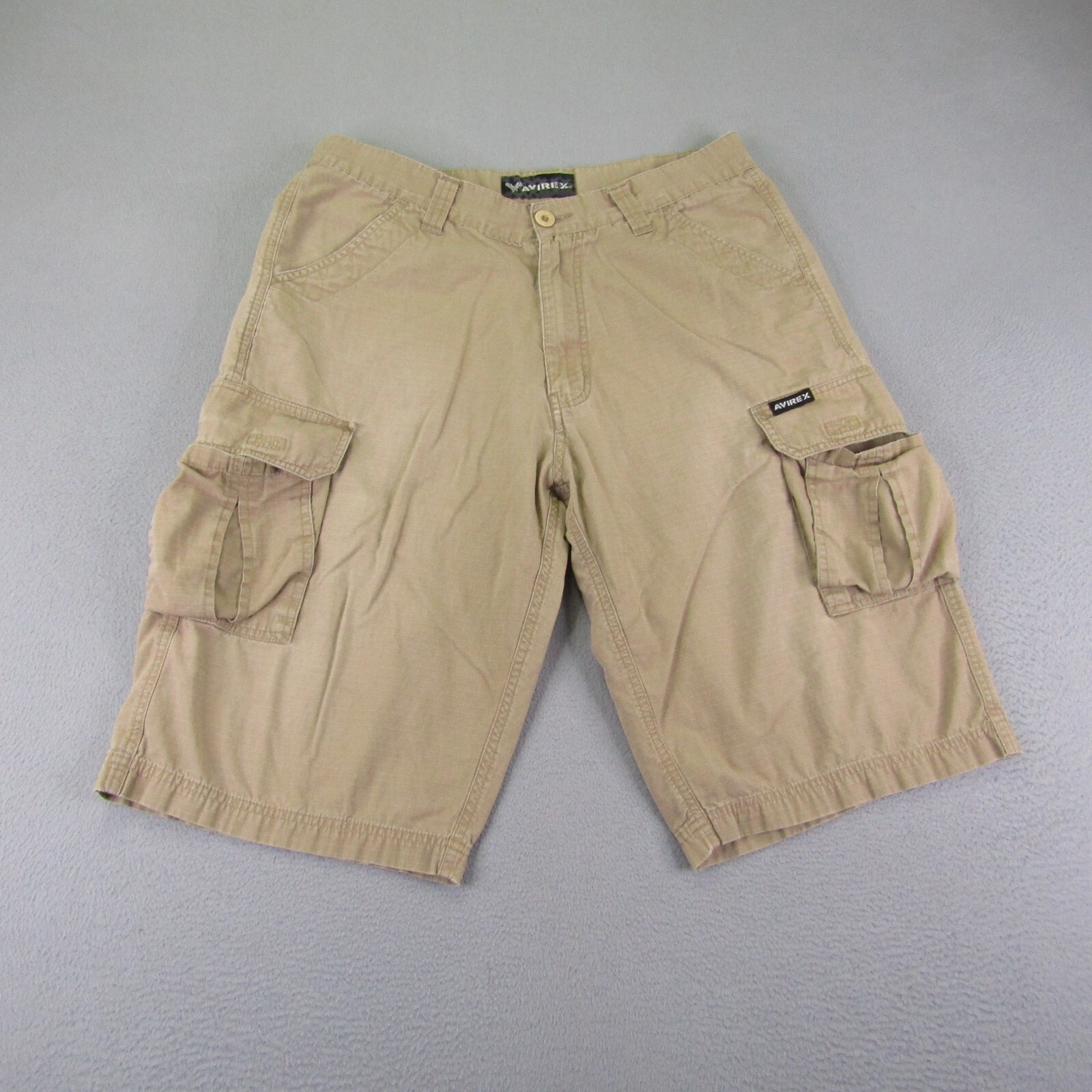 Avirex Shorts Mens 34 Khaki Beige Tan Ripstop Cargo Utility