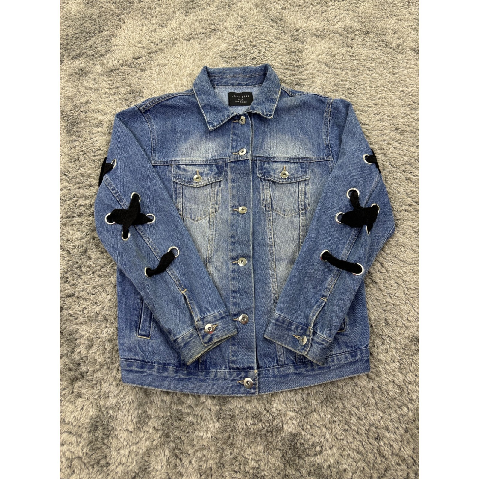 ジャケット・アウター m6823 in the attic Y2K denim jacket XL Vintage Bomber Varsity Denim Jacket Retro Sports Y2K 90's