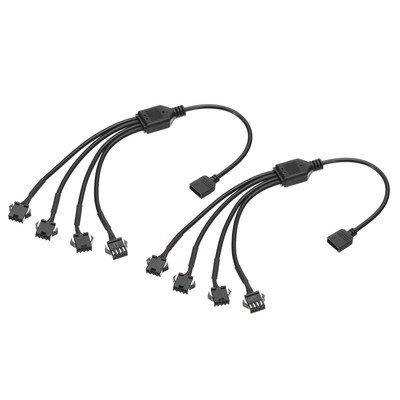 12V 4Pin Splitter Cable, 2Pcs Power Cord with 1 to 4 ARGB Female Extension Cable