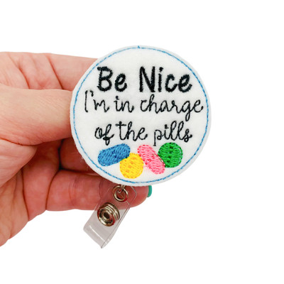 Funny Nurse Retractable Badge Reel Holder Pharmacist Name Tag Clip On ID Pull 