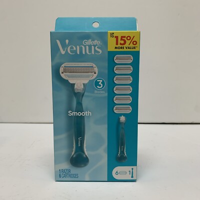 Gillette Venus Smooth Razors, 1 Handle, 6 Razor Blade Refills #384